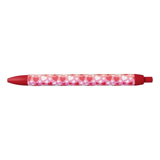 Rot-Weiß-Herzen-Musterstift Kugelschreiber (Vorderseite)