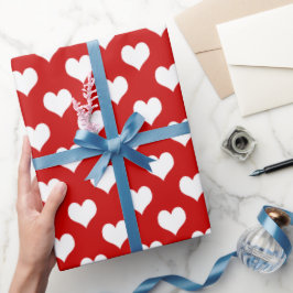Rot-Weiß-Herzmuster-Stoff Geschenkpapier