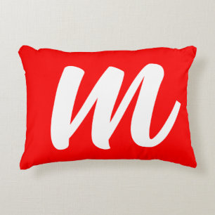 Rot-Weiß-Kalligrafie-Monogramm Anfangsbuchstabe Dekokissen