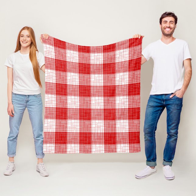 Rot-Weiß-Kariertes-Design mit fettem Karomuster Fleecedecke (Von Creator hochgeladen)