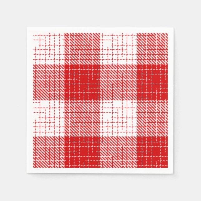 Rot-Weiß-Kariertes-Design mit fettem Karomuster  Serviette (Vorderseite)