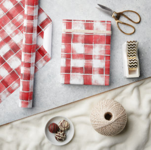 Rot-Weiß-Karo-Streifen-Geburtstag Geschenkpapier