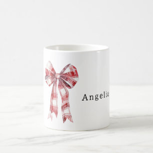 Rot-Weiß-Karo-Streifen-Schleife Kaffeetasse
