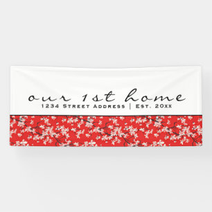 Rot-Weiß-Kirschblüte  Unsere erste Zuhause Banner