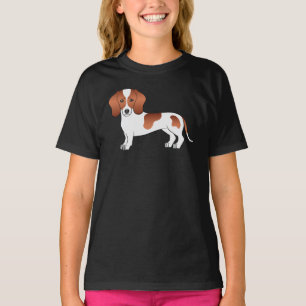 Rot-Weiß-Kurzhaar-Dachshund-Hund-Design T-Shirt