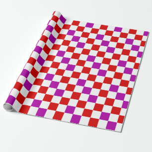 Rot-Weiß-Lila Karomuster-Design Geschenkpapier