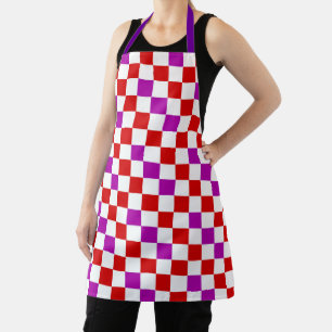 Rot-Weiß-Lila Karomuster Design Schürze