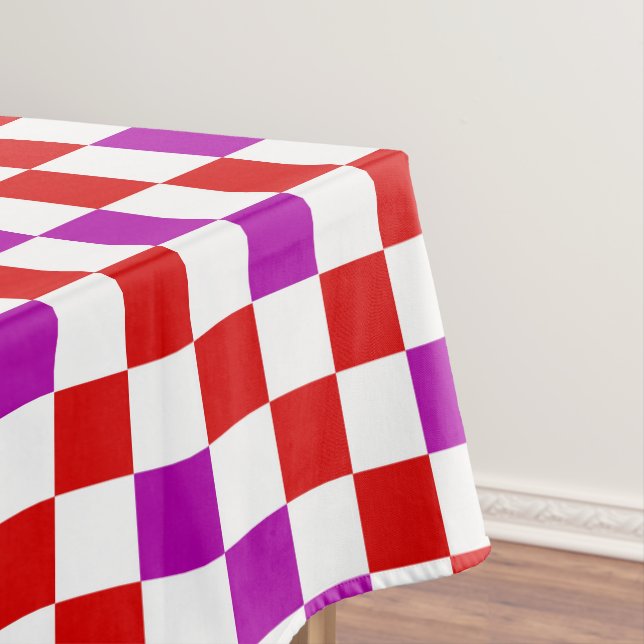 Rot-Weiß-Lila Karomuster Design  Tischdecke (Beispiel)