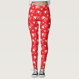 Rot-Weiß LOVE-Schrift Leggings