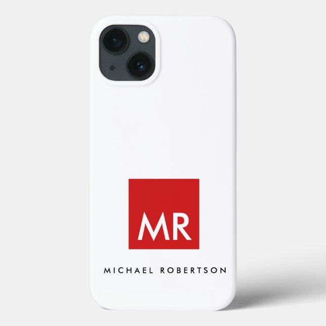 Rot-weiß-Monogramm-Elegant einzigartig Case-Mate iPhone Hülle (Rückseite)