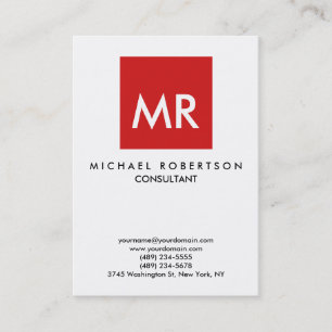 Rot-weiß-Monogramm-Elegant einzigartig Visitenkarte