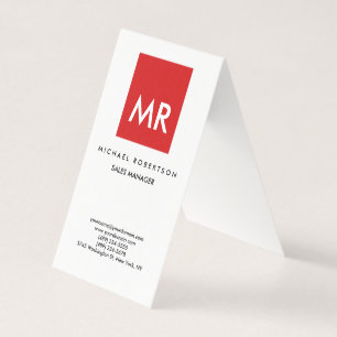 Rot-weiß-Monogramm-Elegant einzigartig Visitenkarten