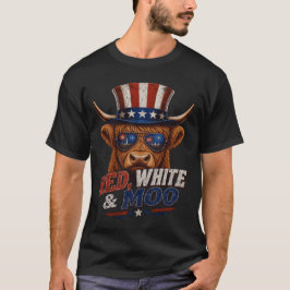 Rot Weiß & Moo Highland-Kuh-Shirt - Lustiges 4. Ju T-Shirt