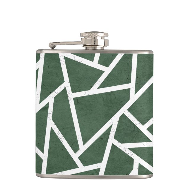 Rot-Weiß-Mosaikmuster Flachmann (Vorderseite)