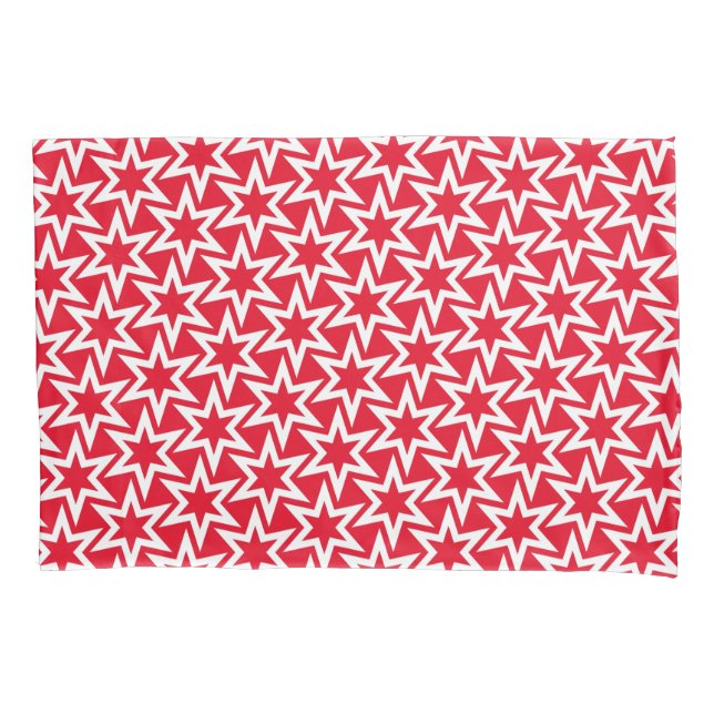 Rot-Weiß-Motiv | Geometrisches Sternmuster Kissenbezug (Vorderseite)