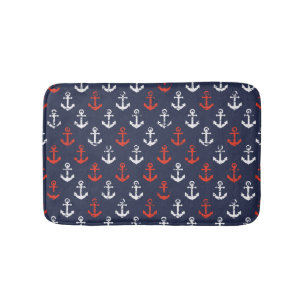 Rot-Weiß-Muster und Blaue Navy-Muster Badematte