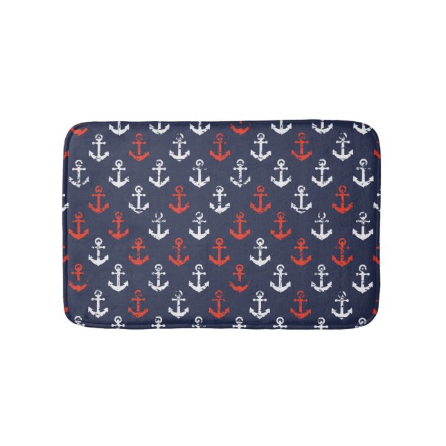 Rot-Weiß-Muster und Blaue Navy-Muster Badematte (Vorderseite)