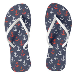 Rot-Weiß-Muster und Blaue Navy-Muster Flip Flops