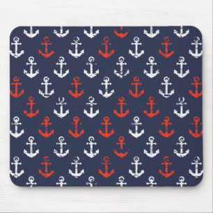 Rot-Weiß-Muster und Blaue Navy-Muster Mousepad