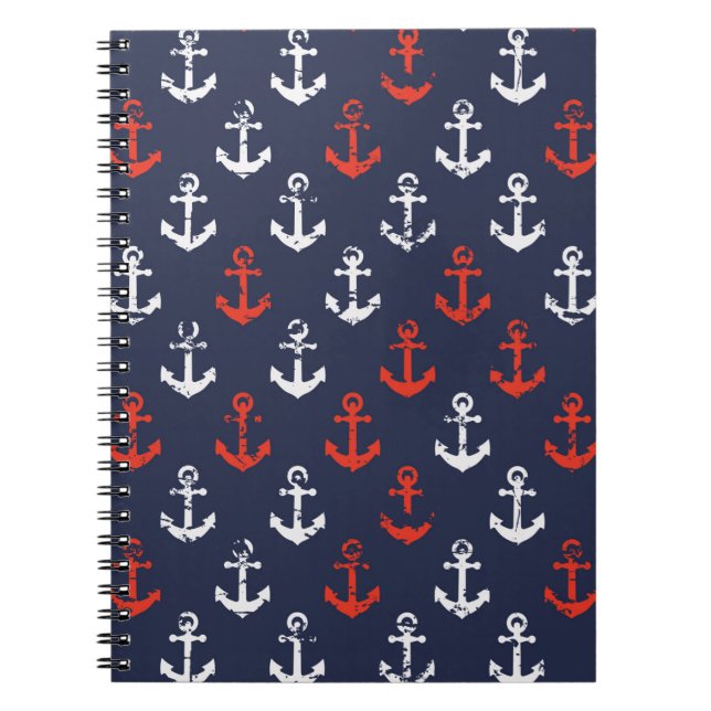 Rot-Weiß-Muster und Blaue Navy-Muster Notizblock (Vorderseite)