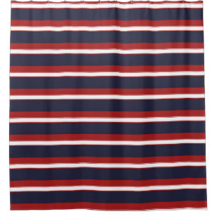 Rot Weiß Navy Blau Streifen Nautilus Streifen Duschvorhang