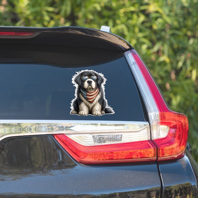 Rot, Weiß & Newf Doggo Aufkleber (Auto Seite)