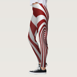 Rot-Weiß-Optische-Täuschung-Leggings Leggings