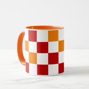 Rot-Weiß-Orange kariertes Musterdesign  Tasse