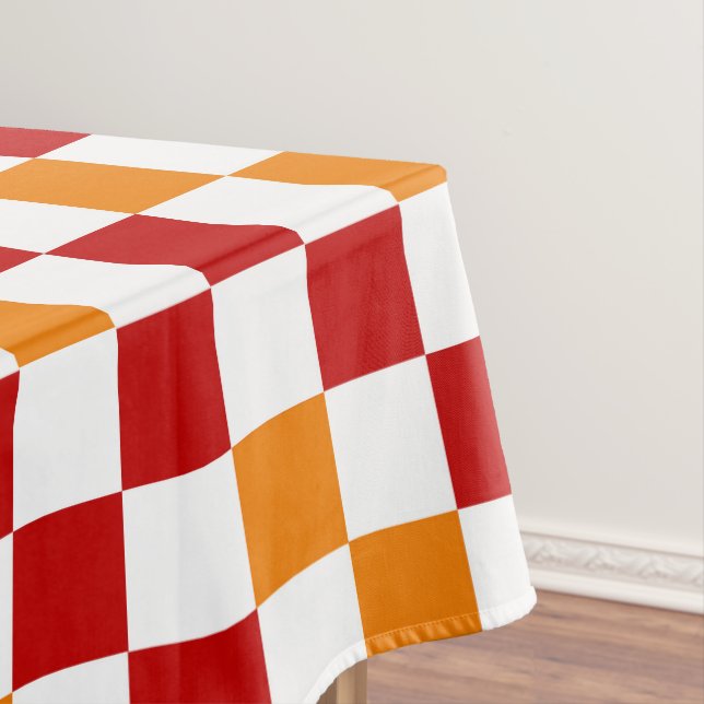 Rot-Weiß-Orange kariertes Musterdesign  Tischdecke (Beispiel)