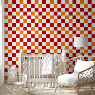 Rot-Weiß-Orange Karomuster-Design  Tapete