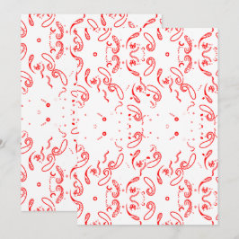 Rot-Weiß-Paisley-Muster – Florales Druckwerk der V Save The Date