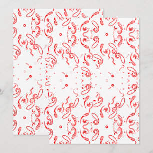 Rot-Weiß-Paisley-Muster – Florales Druckwerk der V Save The Date