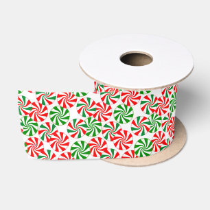 Rot-Weiß-Peppermint-Candy-Swirl-Muster Satinband