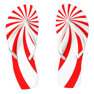 Rot-Weiß-Peppermint-Sonnenbrust-Muster Flip Flops
