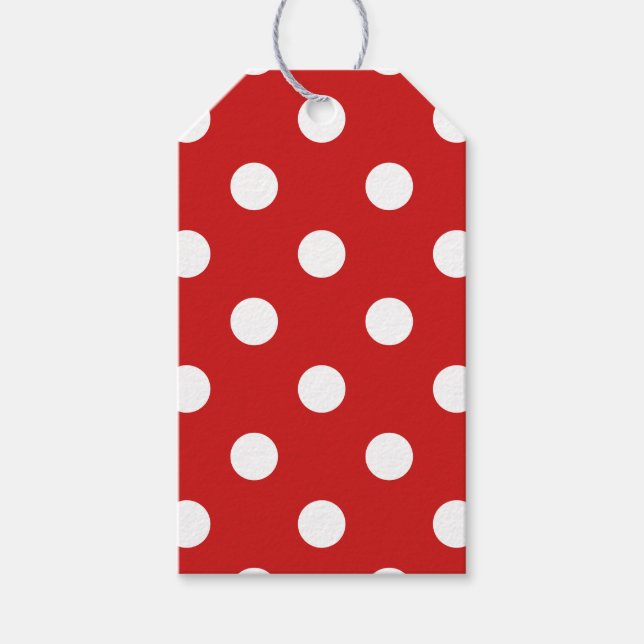 Rot-Weiß-Polka-Punktmuster Geschenkanhänger (Vorderseite)