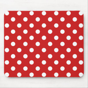 Rot-Weiß-Polka-Punktmuster Mousepad