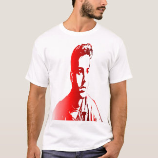 Rot-Weiß-Porträt eines Mannes mit einem betroffene T-Shirt