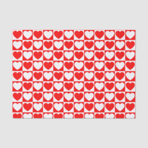 Rot-Weiß-Prüfmuster mit Herz Seidenpapier