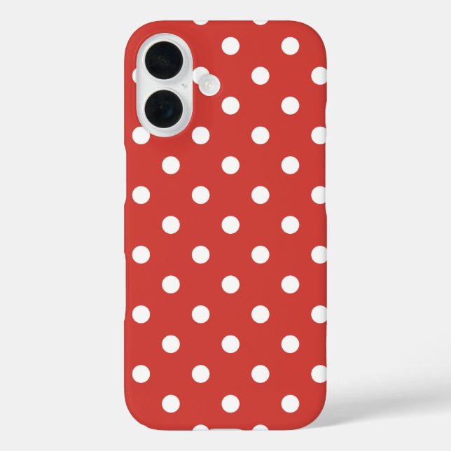 Rot-Weiß-Punkte-Muster iPhone 16 Hülle (Rückseite)