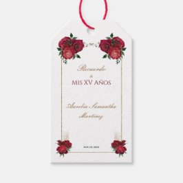 Rot, Weiß, Quinceañera Recuerdo Geschenkstempel Geschenkanhänger