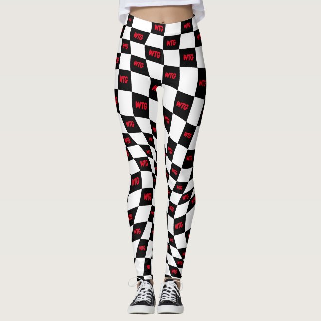 Rot-Weiß-Rennstrecke Leggings (Vorderseite)