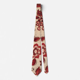 Rot-Weiß-Retro-Design für Flora und Fauna Krawatte