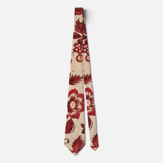 Rot-Weiß-Retro-Design für Flora und Fauna Krawatte (Vorderseite)