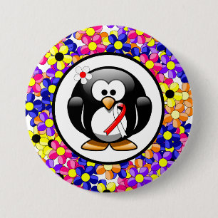 Rot-Weiß-Ribbon-Pinguin Button