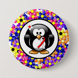 Rot-Weiß-Ribbon-Pinguin Button