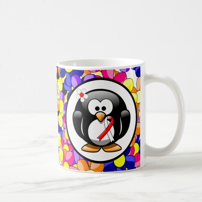 Rot-Weiß-Ribbon-Pinguin Kaffeetasse (Rechts)