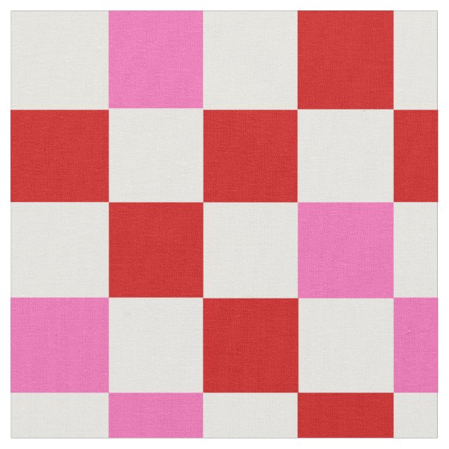 Rot-Weiß-Rosa Karomuster-Design  Stoff (Nahaufnahme)