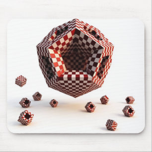 Rot-Weiß-Schachbrett-Geometrieobjekte Mousepad
