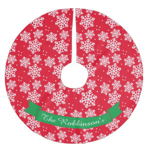 Rot-Weiß-Schneeflocken-Muster-Vorlagen-Bandana B Polyester Weihnachtsbaumdecke