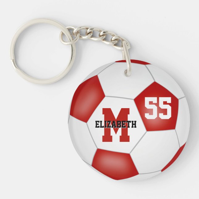 Rot-Weiß-Schulfarben Fußball-Tasche Schlüsselanhänger (Vorderseite)